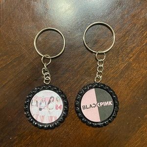 Black Pink Bottle Cap Keychains